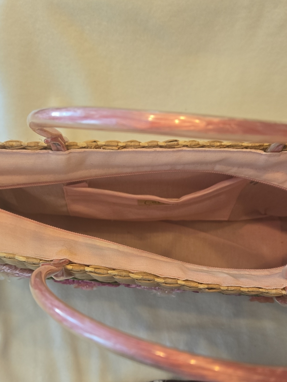 Pink Floral Embroidered Straw Tote By Caslon - Picture 3 of 7
